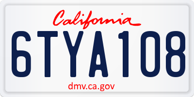 CA license plate 6TYA108