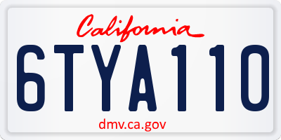 CA license plate 6TYA110