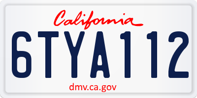 CA license plate 6TYA112