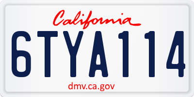 CA license plate 6TYA114