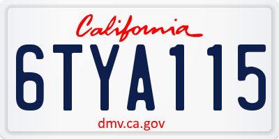 CA license plate 6TYA115