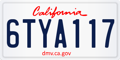 CA license plate 6TYA117