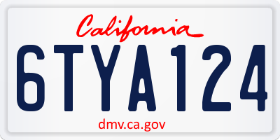 CA license plate 6TYA124