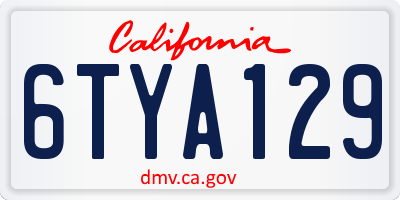 CA license plate 6TYA129