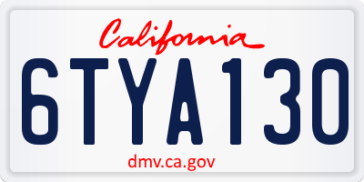 CA license plate 6TYA130