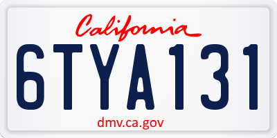 CA license plate 6TYA131