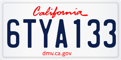 CA license plate 6TYA133