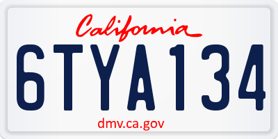 CA license plate 6TYA134