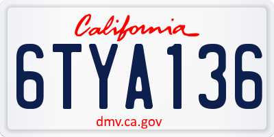 CA license plate 6TYA136