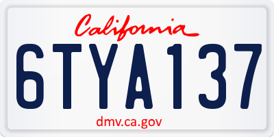 CA license plate 6TYA137