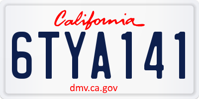 CA license plate 6TYA141