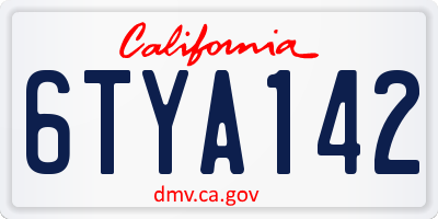 CA license plate 6TYA142