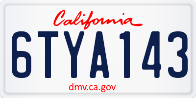 CA license plate 6TYA143