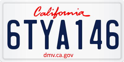 CA license plate 6TYA146