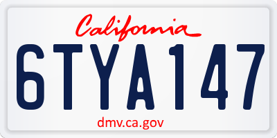 CA license plate 6TYA147