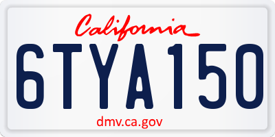 CA license plate 6TYA150