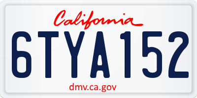 CA license plate 6TYA152