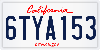 CA license plate 6TYA153