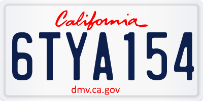 CA license plate 6TYA154