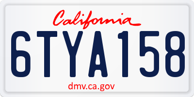 CA license plate 6TYA158