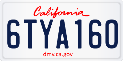CA license plate 6TYA160