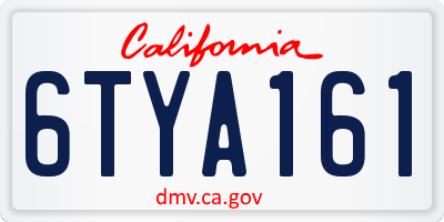 CA license plate 6TYA161