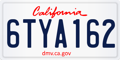 CA license plate 6TYA162