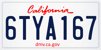 CA license plate 6TYA167