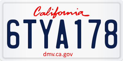 CA license plate 6TYA178