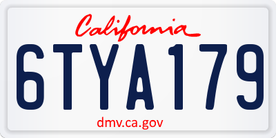 CA license plate 6TYA179