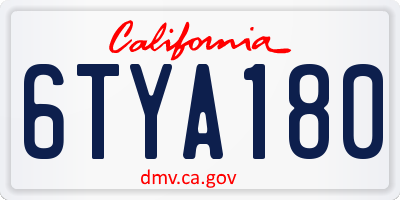 CA license plate 6TYA180