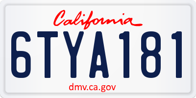 CA license plate 6TYA181