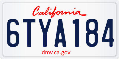 CA license plate 6TYA184