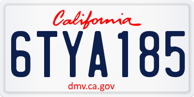 CA license plate 6TYA185