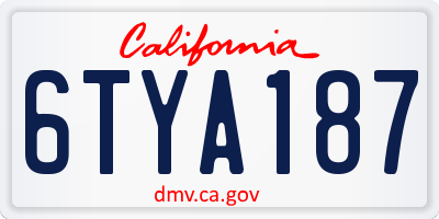 CA license plate 6TYA187