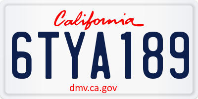 CA license plate 6TYA189
