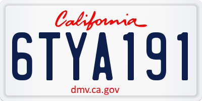 CA license plate 6TYA191
