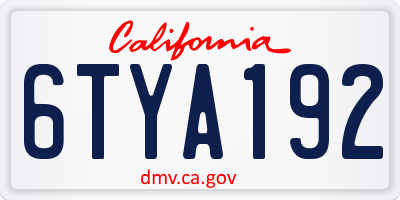 CA license plate 6TYA192