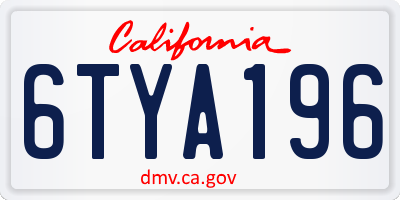 CA license plate 6TYA196