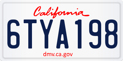 CA license plate 6TYA198