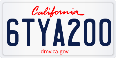 CA license plate 6TYA200