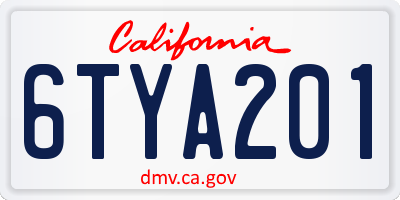 CA license plate 6TYA201