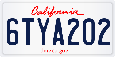 CA license plate 6TYA202