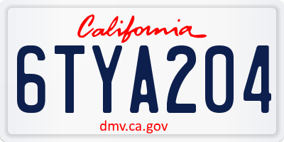 CA license plate 6TYA204