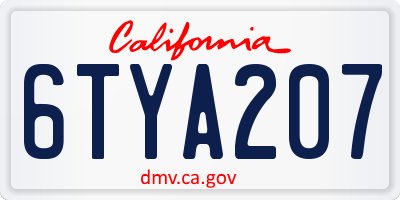 CA license plate 6TYA207