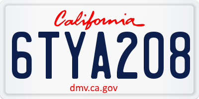 CA license plate 6TYA208