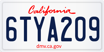 CA license plate 6TYA209
