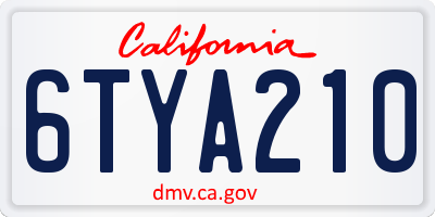 CA license plate 6TYA210