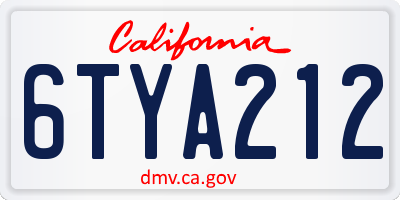 CA license plate 6TYA212
