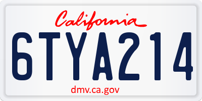 CA license plate 6TYA214